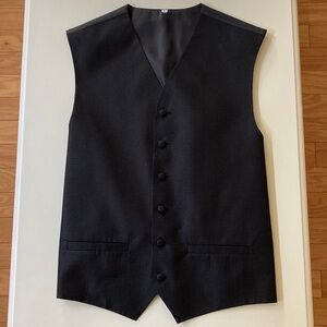 Men's Black Textured Dress Vest & Bow Tie